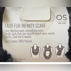 Women’s black faux fur infinity scarf. One size. Very soft & comfy.